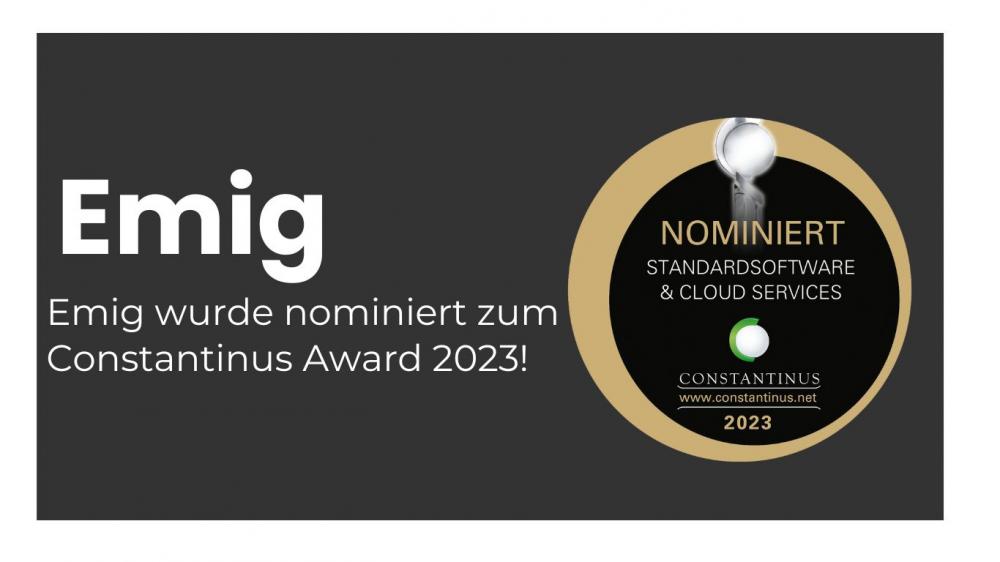 Der Constantinus Award nominierte 2023 Emig Datenverarbeitung in der Kategorie Standardsoftware und Cloud Services!