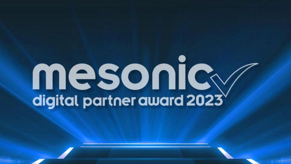 Auf dem Bild sieht man eineAuszeichnung für Emig Datenverarbeitung als mesonic digital Partner 2023. 